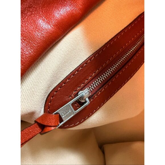 Chloé Tracy Satchel Tote Bag Camel & Orange Leather Brass Hardware Made in Italy - Picture 10 of 14